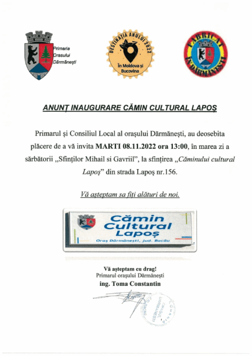Inaugurare cămin cultural Lapoș